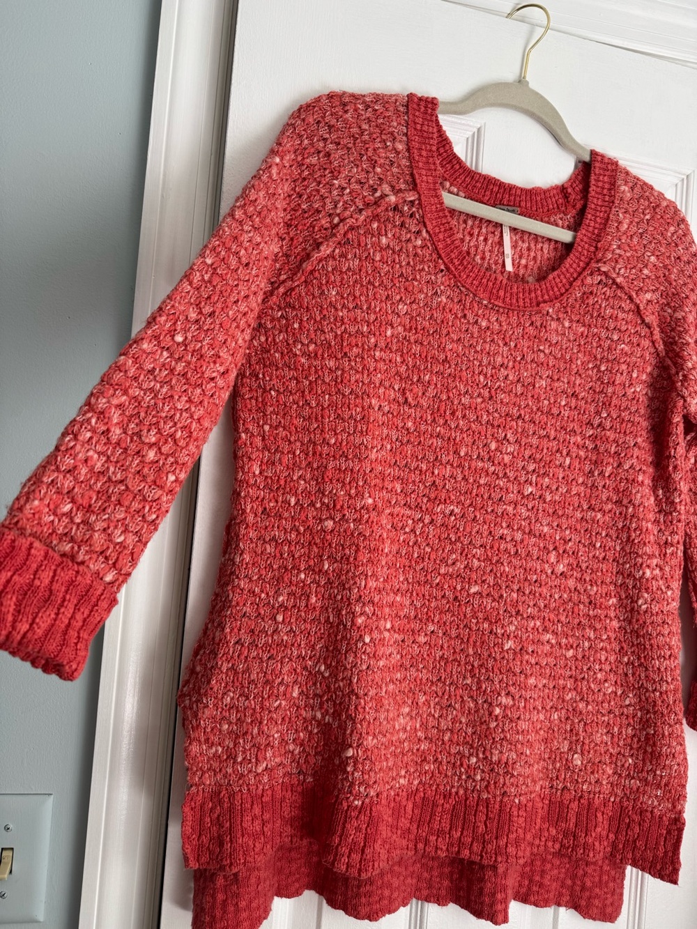 Free People Nantucket Red Side Slit Wool Blend Jeepster Pullover Sweater Size XS - Picture 7 of 16